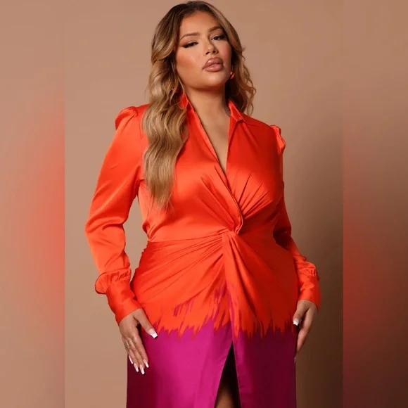 NWT 3X Melissa Ombre Maxi Dress - Orange/combo. A19 - Picture 5 of 9